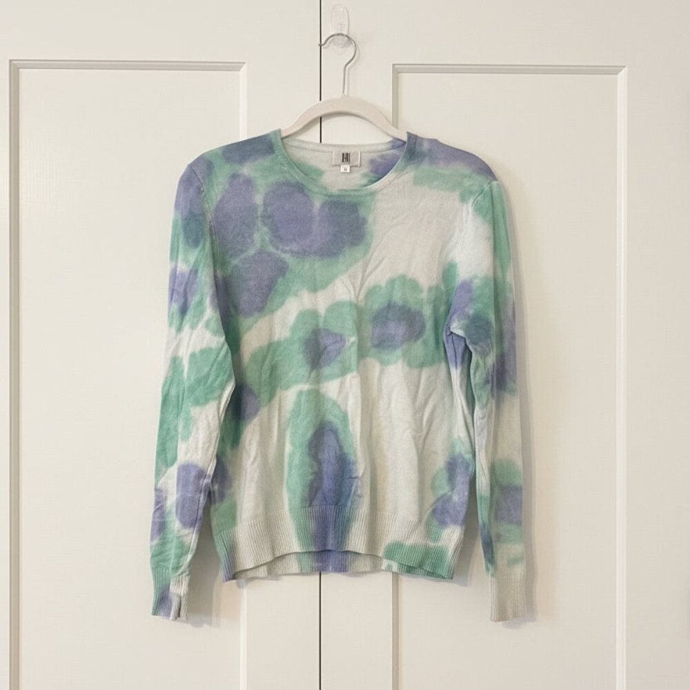 YAL New York Creatively Tie Dye Sweater Green & Blue‎ Knit Sweater Size Large